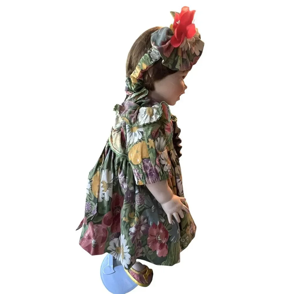Vintage Marie Osmond Porcelain Toddler Series Doll Floral Dress Jewelry Boxed